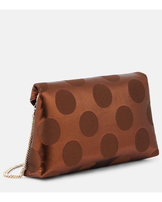 Dries Van Noten Brown Polka-Dot Metallic Clutch