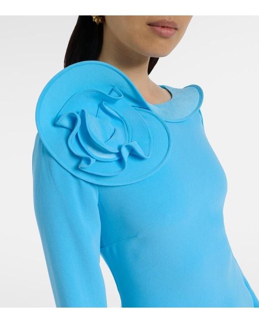 Roland Mouret Blue Floral-Applique Gown