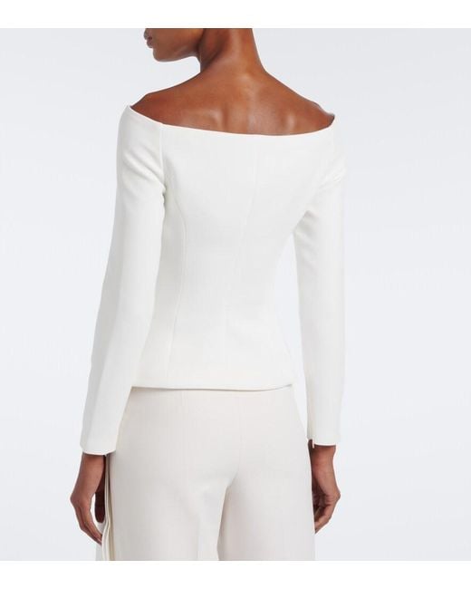 Roland Mouret White Asymmetric Off-Shoulder Crepe Jacket