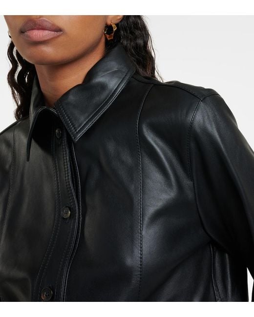 Totême Black Leather Overshirt