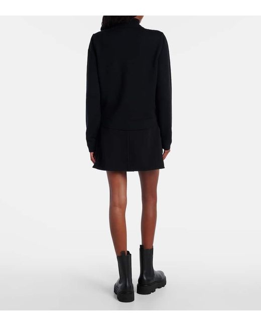 Cardigan De Lana Virgen Con Paneles De Plumas Moncler de color Black