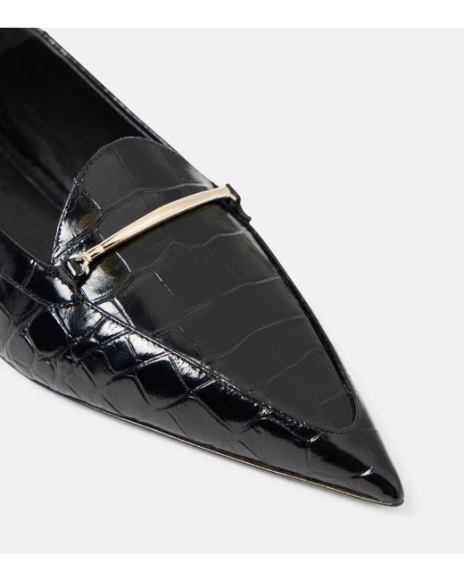 Victoria Beckham Black Morsetto Croc-Effect Leather Loafers