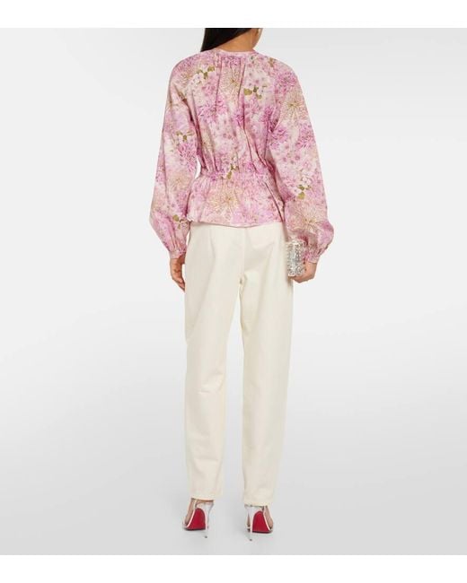 Blusa in cotone con stampa di Giambattista Valli in Pink