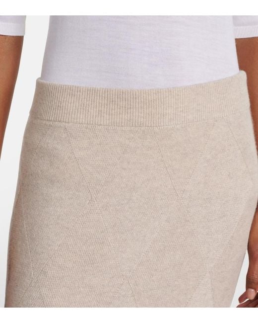 Max Mara Natural Salubre Argyle Cashmere Midi Skirt