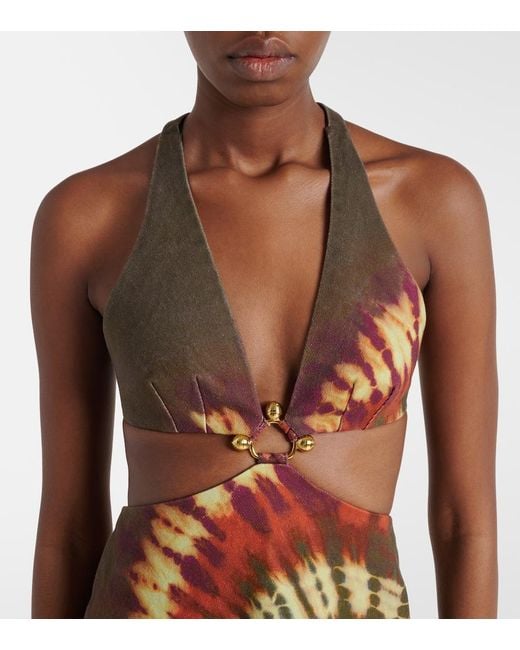 ALÉMAIS Metallic Marilyn Dyed Denim Midi Dress