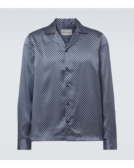 Frescobol Carioca Blue Safra Silk Shirt for men