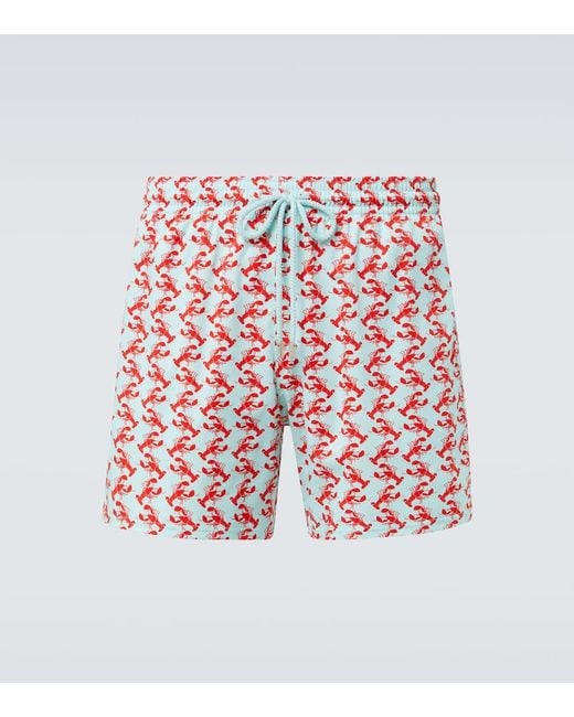 Vilebrequin Red Moorise Printed Swim Trunks for men