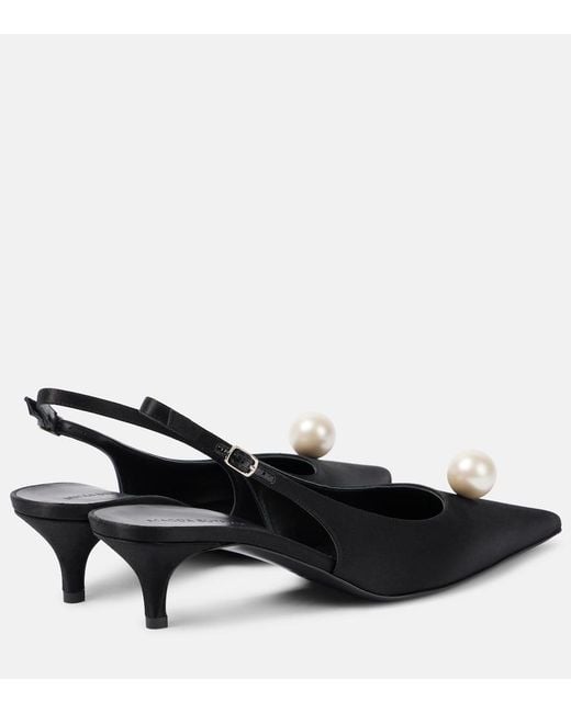 Magda Butrym Black Slingback Kitten Heels Pearl