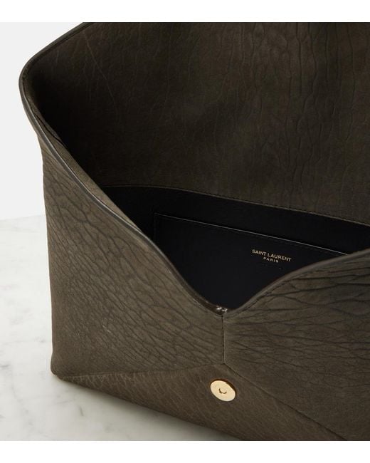 Saint Laurent Black Cassandre Large Leather Pouch