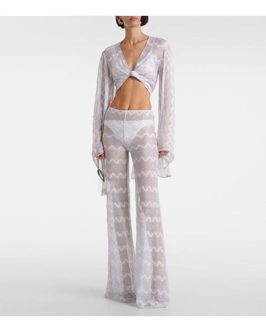 Missoni White Zigzag Lame Crop Top