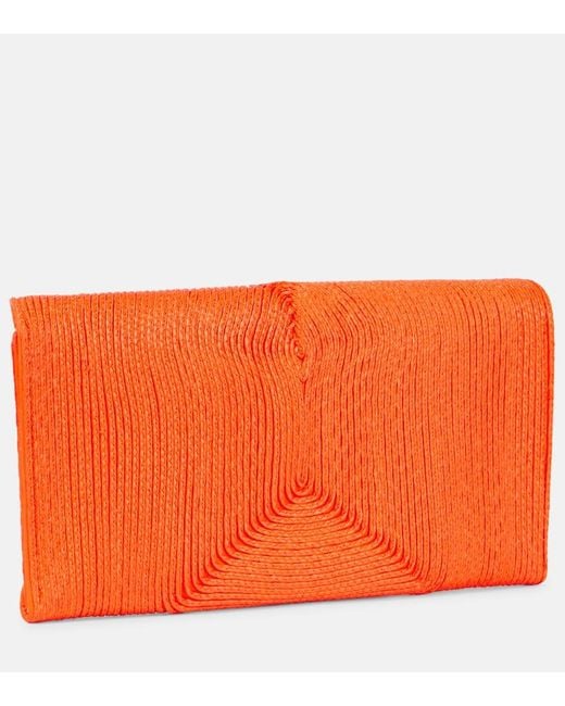 Aquazzura Orange Vacanza Small Raffia Clutch