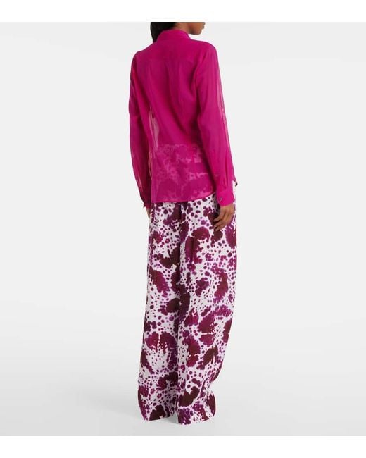 Dries Van Noten Pink Silk-Blend Shirt