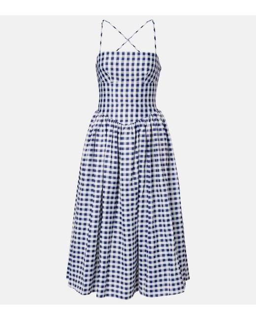 Self-Portrait Blue Gingham Midi Dress