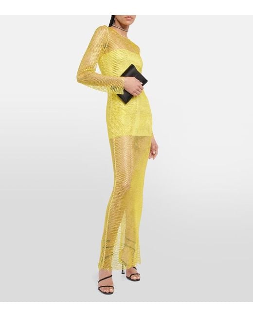 Abito Lungo Con Cristalli di GIUSEPPE DI MORABITO in Yellow