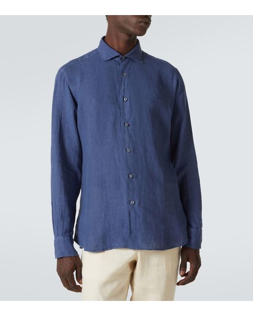 Camicia Nick di Fedeli in Blue da Uomo