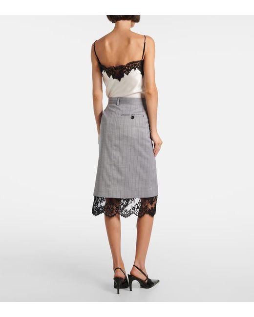 Stella McCartney Gray Midirock Aus Wolle