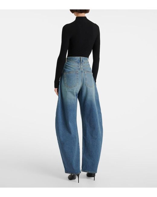 Alaïa Blue High-Rise Barrel-Leg Jeans