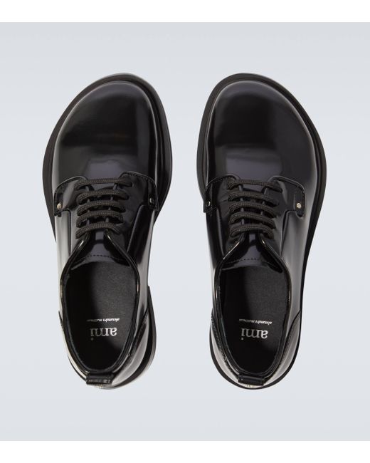 AMI Black Anatomical Leather Derby Shoes for men