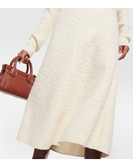 Falda Midi En Mezcla De Lana Chloé de color Natural