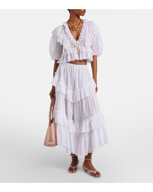 Chloé White Cotton Midi Skirt