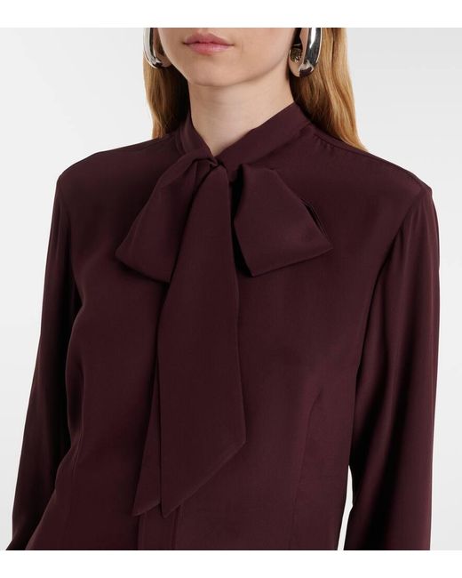 Stella McCartney Purple Tie-Neck Silk Blouse