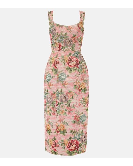 Markarian Pink Floral Bustier Midi Dress