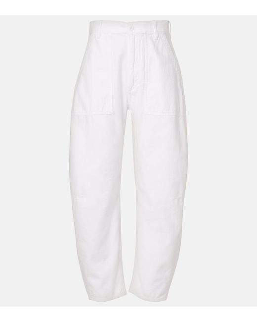 Polo Ralph Lauren White High-Rise Barrel-Leg Jeans