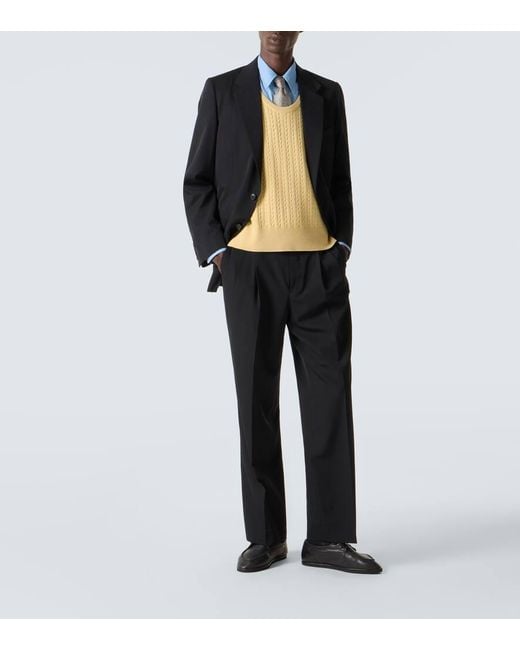 Auralee Yellow Cable-Knit Wool Vest for men