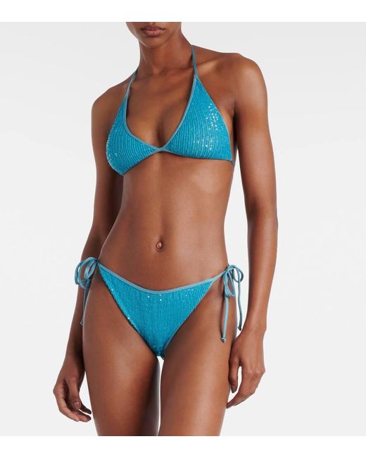 Bikini con lentejuelas Adriana Degreas de color Blue