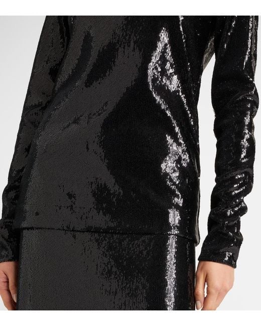 Totême Black Sequined Jersey Top