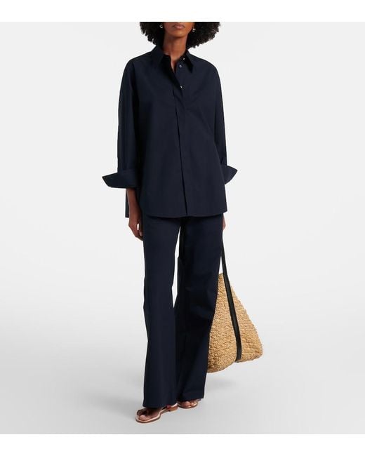 Dorothee Schumacher Blue Poplin Power Ii Cotton-Blend Poplin Shirt