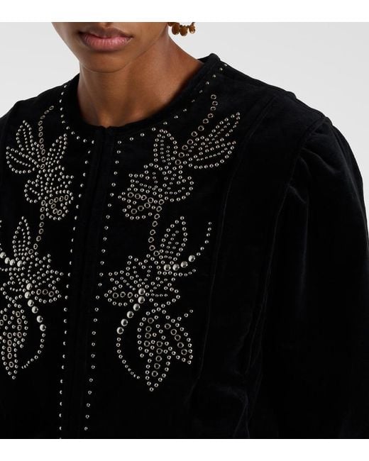 Isabel Marant Black Pietra Embellished Cotton Jacket