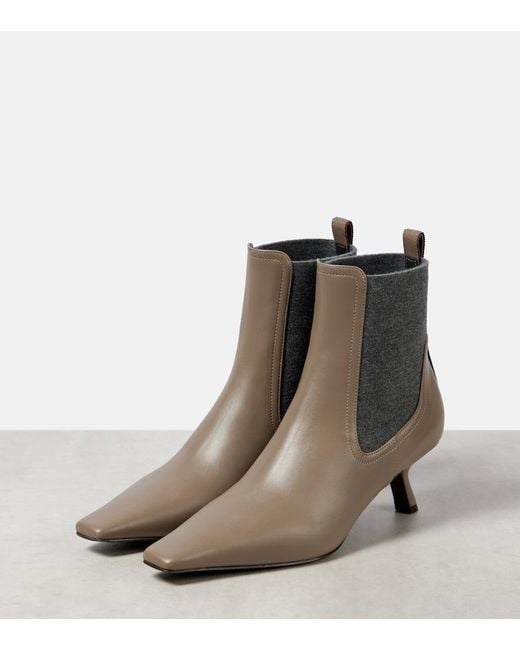 Brunello Cucinelli Brown Leather Ankle Boots