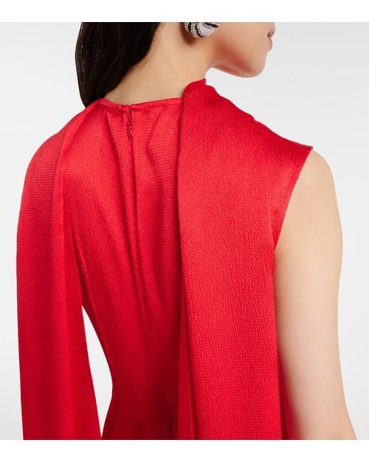 Solace London Red Emelia Scarf-Detail Satin Gown