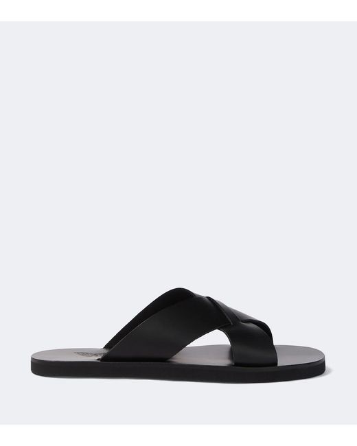 Ancient Greek Sandals Black Bios Leather Sandals for men