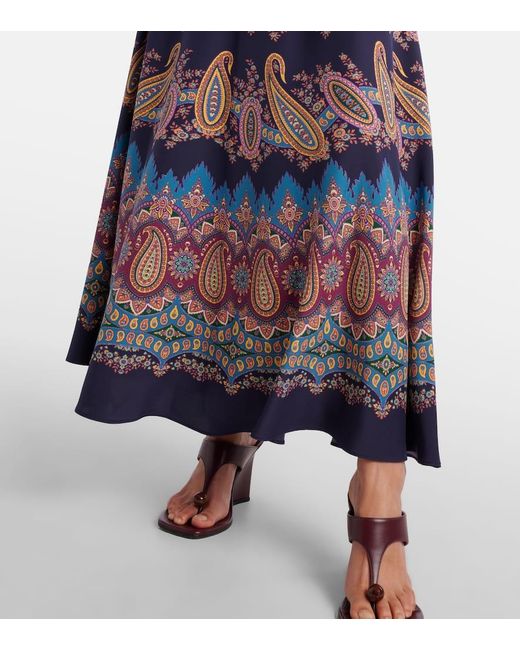 Etro Red Paisley Silk Maxi Skirt