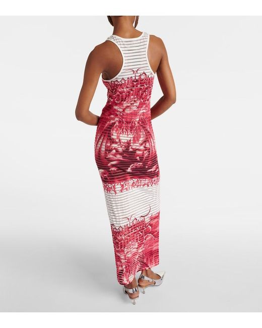 Jean Paul Gaultier Red Diablo Printed Devoré Maxi Dress