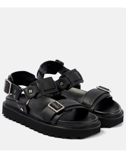 Acne Black Debossed Leather Platform Sandals