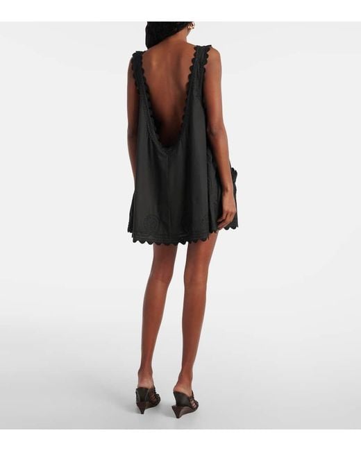 Juliet Dunn Black Besticktes Minikleid Aus Baumwollpopeline