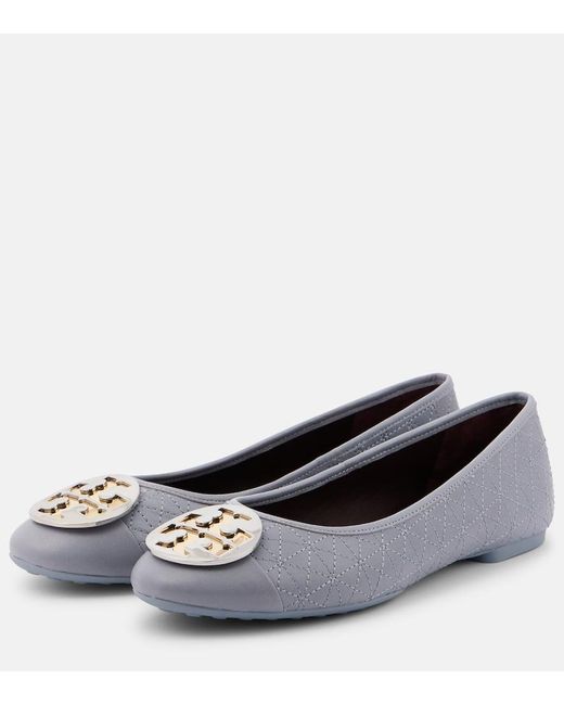 Tory Burch Blue Claire Leather Ballet Flats