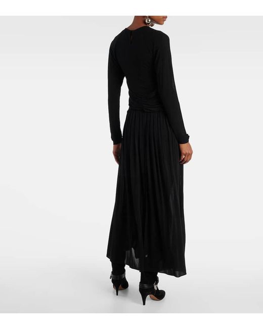 Isabel Marant Black Galina Draped Gathered Jersey Maxi Dress