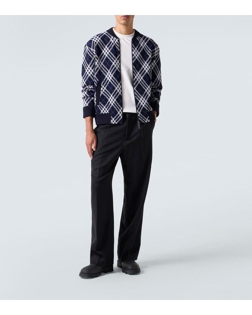 Burberry Blouson Check Aus Einem Wollgemisch in Blue für Herren