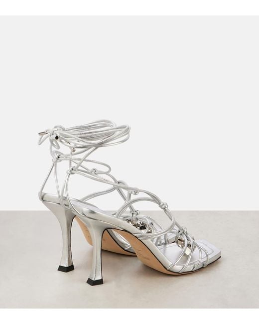 Jimmy Choo White Jemma 90 Metallic Leather Sandals