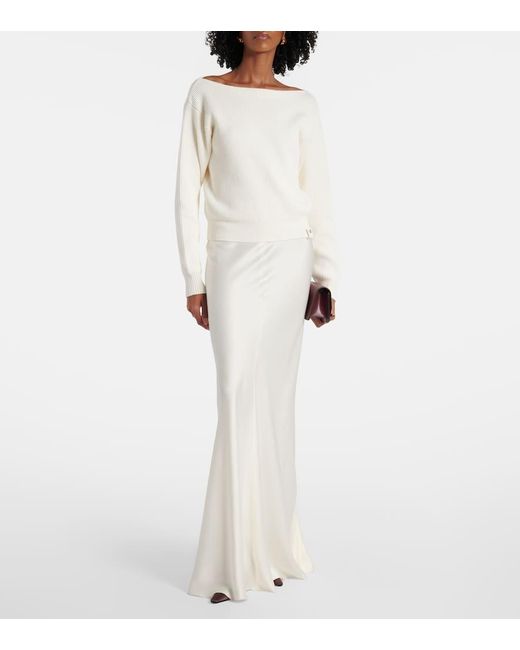 Jersey En Mezcla De Algodon Y Seda Victoria Beckham de color White