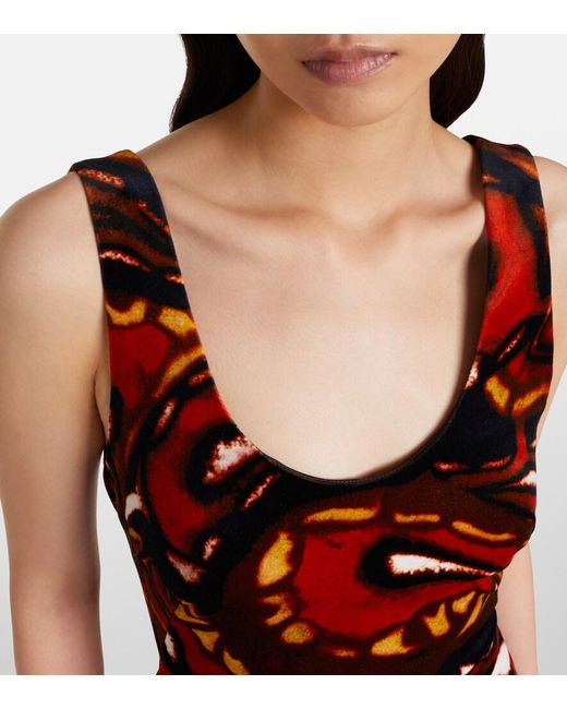 Dries Van Noten Red Debant Printed Cotton-Blend Maxi Dress