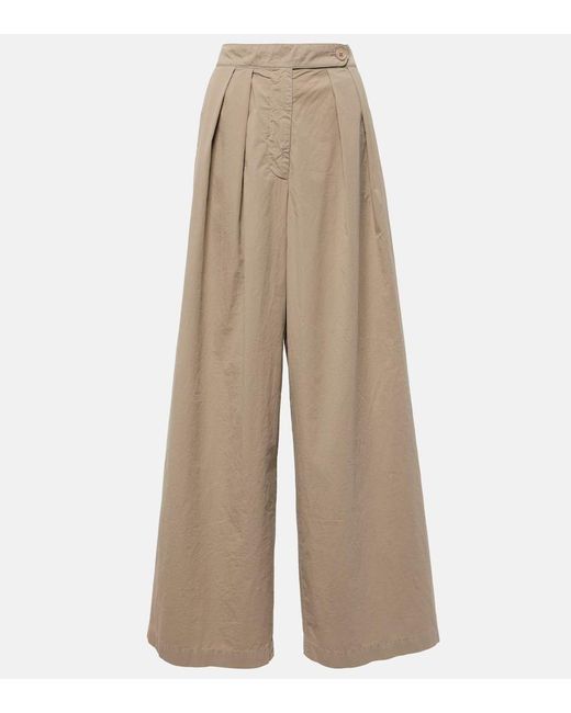 Pantalones anchos de algodon plisados Dries Van Noten de color Natural