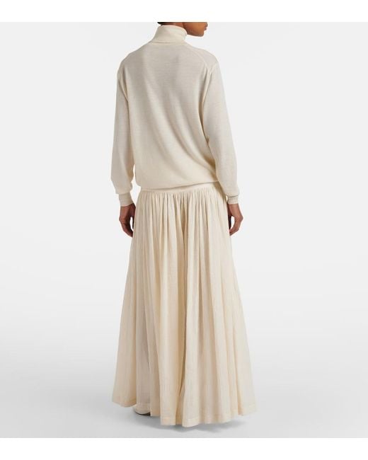 The Row White Berenice Cotton Muslin Wide-Leg Pants