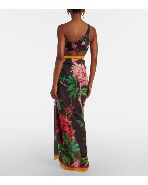 LaDoubleJ Red Zooflora Placee Cotton Beach Cover-Up