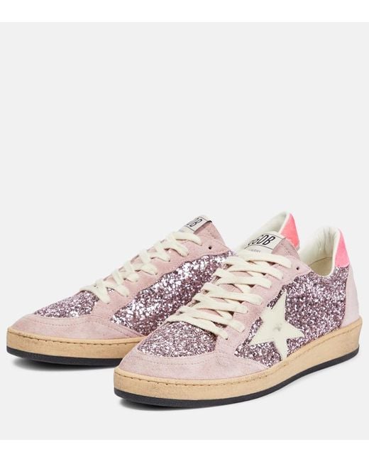 Golden Goose Deluxe Brand Pink Sneakers Ball Star aus Veloursleder mit Glitter