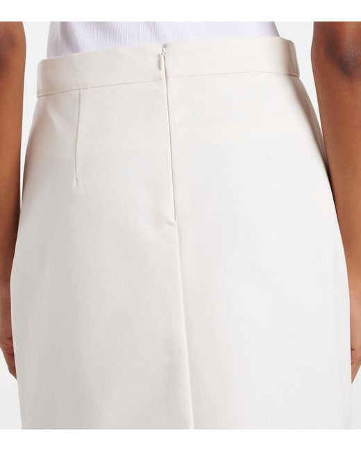 Plan C White Embellished Cotton Drill Midi Skirt